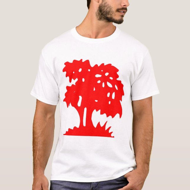 Tecknad Träd - Röd T Shirt (Framsida)