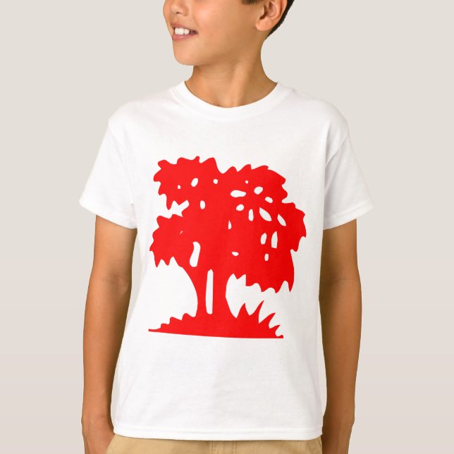 Tecknad Träd - Röd Tee Shirt (Framsida)