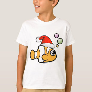 Tecknad Trädfiske Santa T Shirt