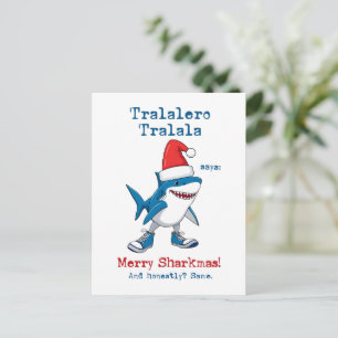 Tecknad Tralalero Tralala Säger God Jul Sharkmas Helg Vykort