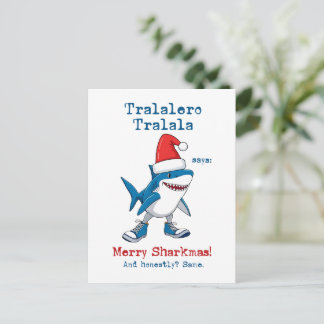 Tecknad Tralalero Tralala Säger God Jul Sharkmas Helg Vykort