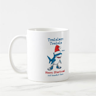 Tecknad Tralalero Tralala Säger God Jul Sharkmas Kaffemugg