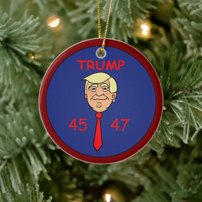 Tecknad Trump Ansikte med Tie - 45/47 Ornament (Träd)