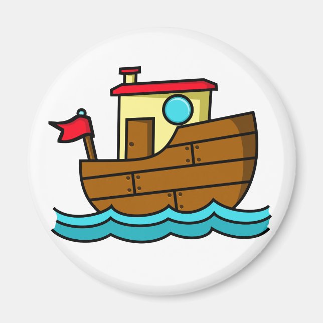 Tecknad Tug Boat Magnet (Framsidan)