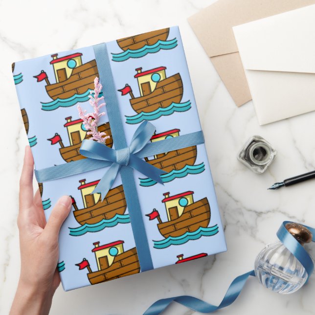 Tecknad Tug Boat Presentpapper (Gifting)