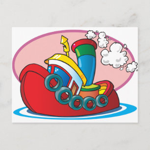 Tecknad Tugboat Vykort
