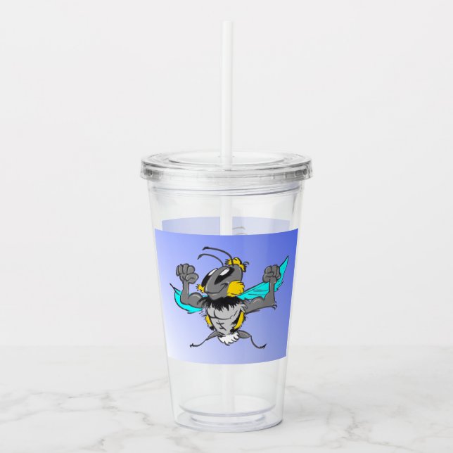 Tecknad Tumbler: Cute Strong Humla Take Away Mugg (Framsida)