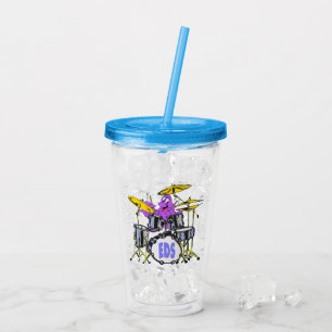 Tecknad Tumbler: Lila Music Octopus Take Away Mugg
