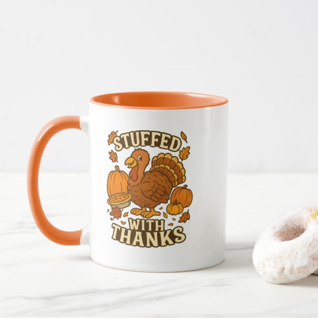 Tecknad Turkiet Happy thanksgiving Mugg (Med munk)