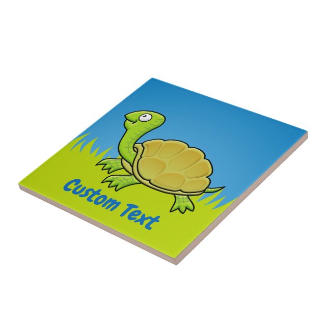 Tecknad Turtle Ceramic Tile Kakelplatta (Sidan)