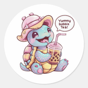 Tecknad Turtle: Mysigt, Kawaii Vibes Runt Klistermärke