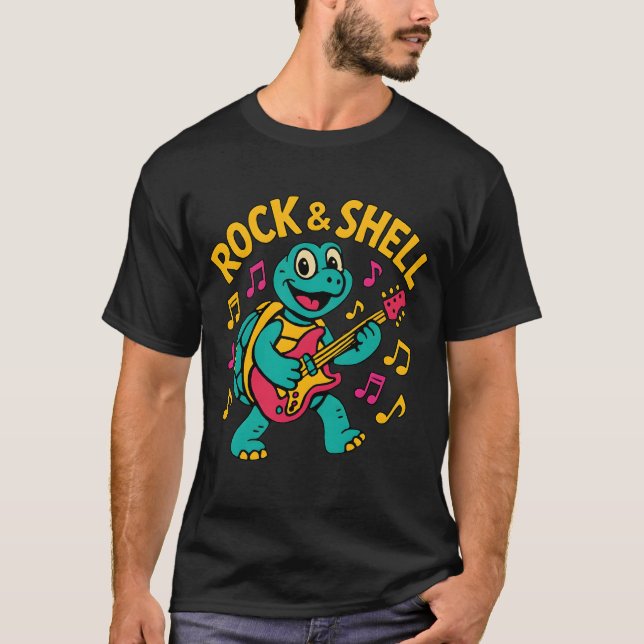 Tecknad Turtle Rock musik T Shirt (Framsida)