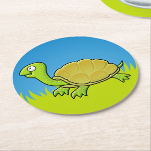 Tecknad Turtle Underlägg Papper Rund