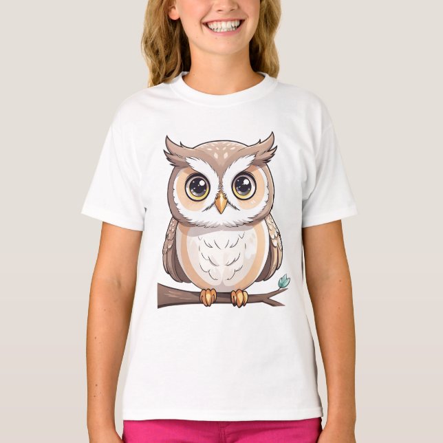 Tecknad Uggla Brown T Shirt (Framsida)