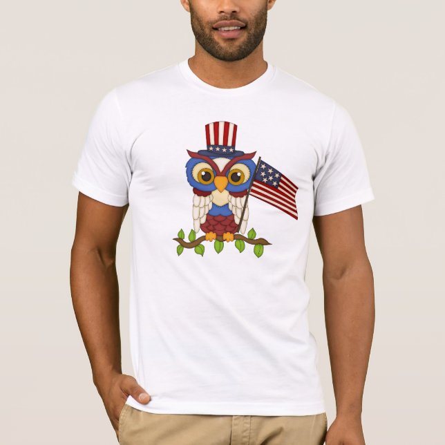 Tecknad Uggla Patriotic manar t-shirt (Framsida)