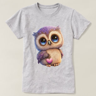 Tecknad Uggla som håller hjärtat med stora Ögon T Shirt
