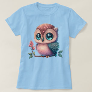 Tecknad Uggla utförd på Gren med hjärtdetaljer T Shirt