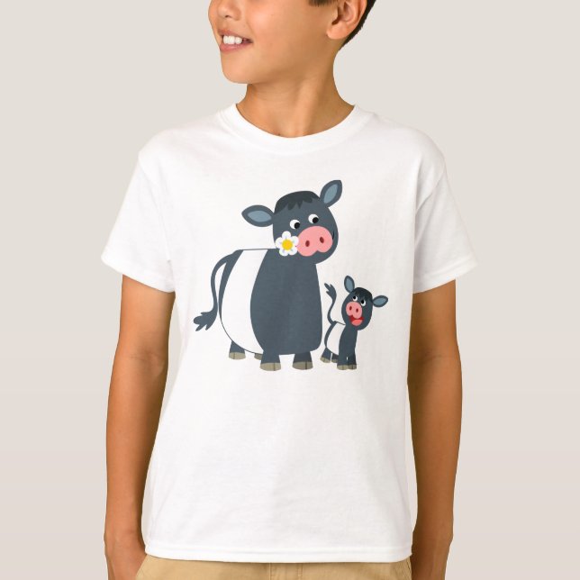 Tecknad under Galloway Cow & Calf Kids T-Shirt (Framsida)