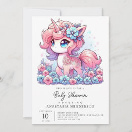 Tecknad Unicorn Baby Shower Inbjudningar