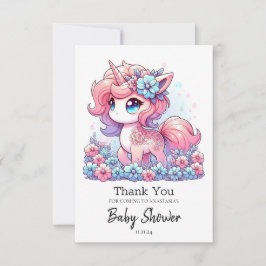 Tecknad Unicorn Baby Shower Tack Kort