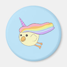 Tecknad Unicorn-Chicken Round Magnet