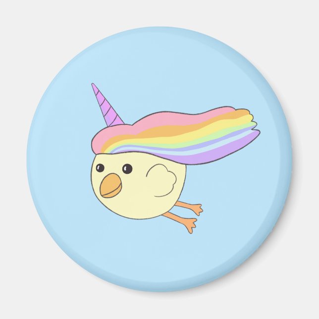 Tecknad Unicorn-Chicken Round Magnet (Framsidan)