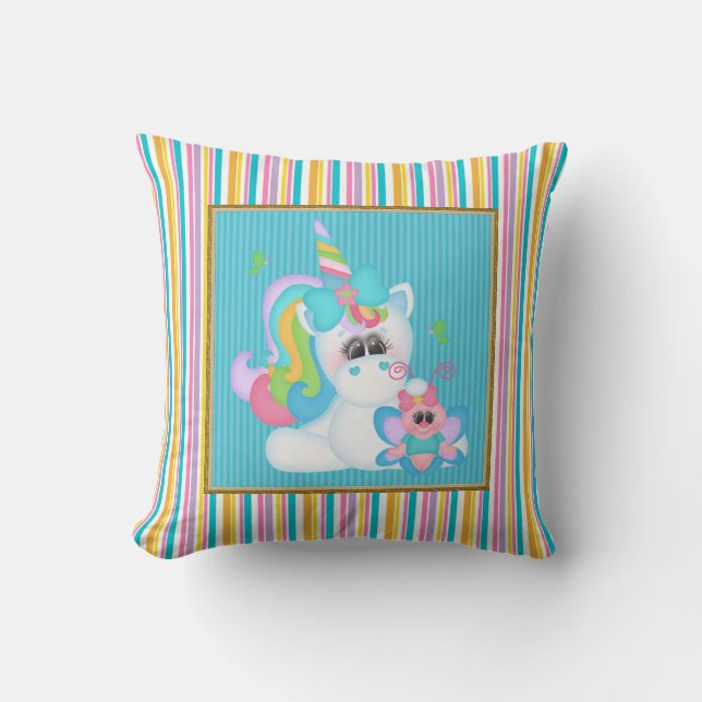 Tecknad Unicorn Kids, rum dekorativ kudde (Framsida)