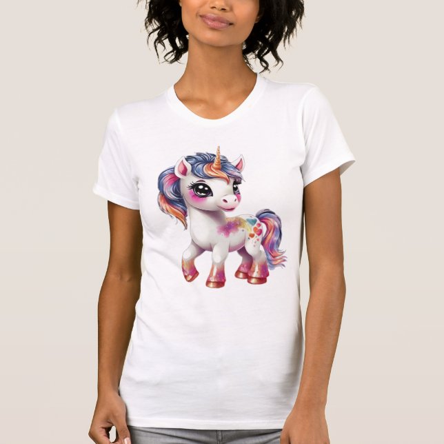 tecknad Unicorn T Shirt (Framsida)