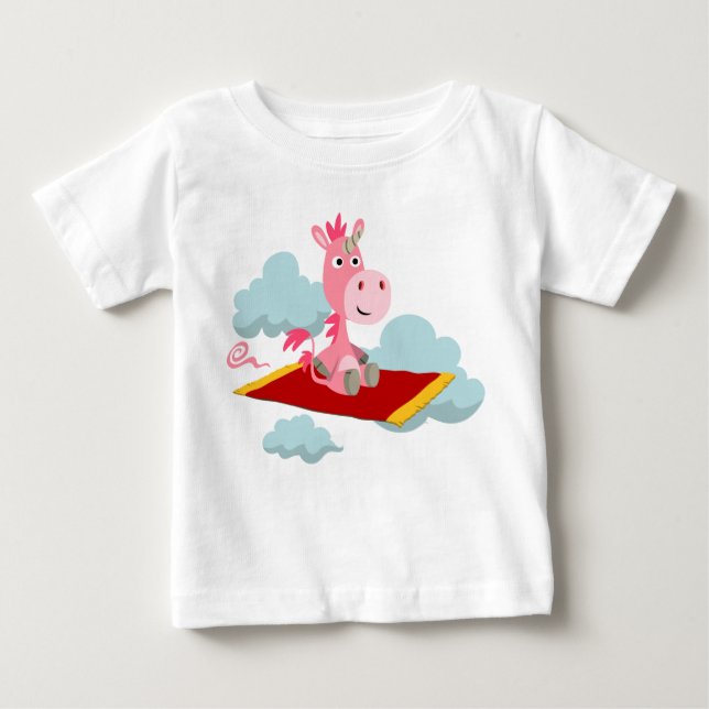 Tecknad Unicorns Magic Carpet Ride Baby T-Shirt (Framsida)