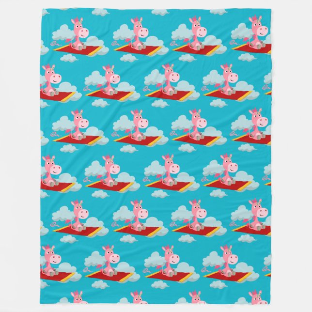 Tecknad Unicorns Magic Carpet Ride Fleece Blanket (Framsidan)