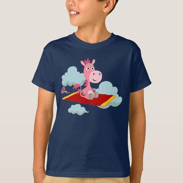 Tecknad Unicorns Magic Carpet Ride Kids T-Shirt (Framsida)