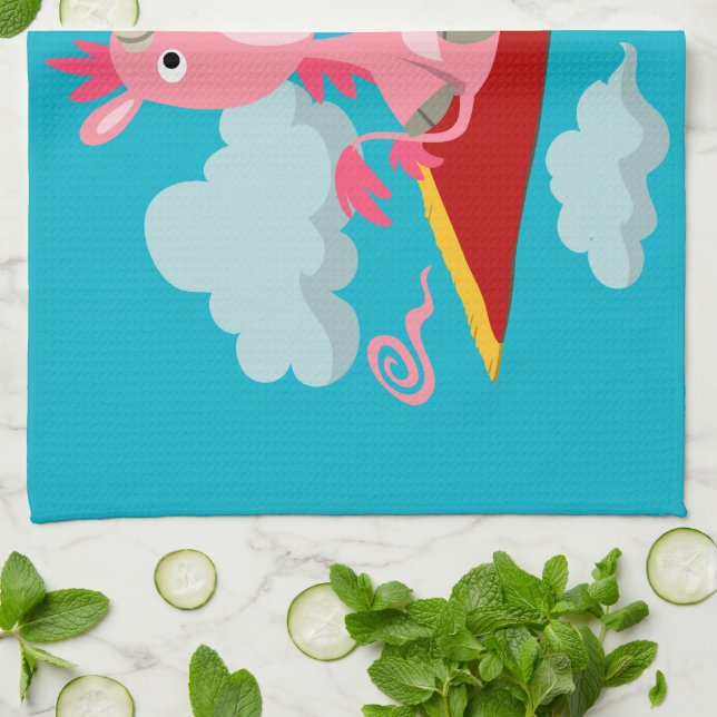 Tecknad Unicorns Magic Carpet Ride Kitchen Towel Kökshandduk (Vikta)