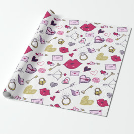 Tecknad Valentines day Presentpapper