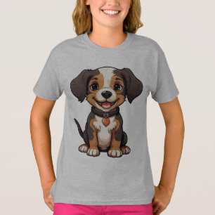 Tecknad-valp med Lycklig-uttryck T Shirt