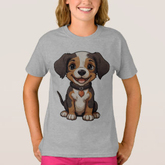 Tecknad-valp med Lycklig-uttryck T Shirt
