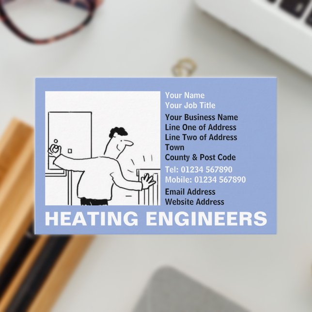 Tecknad Värmeingenjör Visitkort (Heating Engineer Business Card)