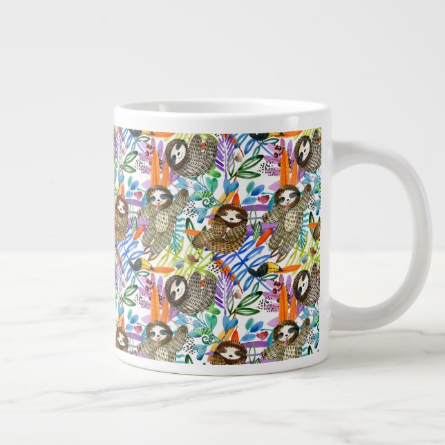 Tecknad, vattenfärgsfärgrymd, Mönster Jumbo Mugg (Höger)