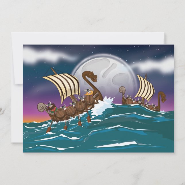 Tecknad Viking invasionsflotta (Framsida)