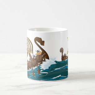 Tecknad Viking invasionsflotta Kaffemugg