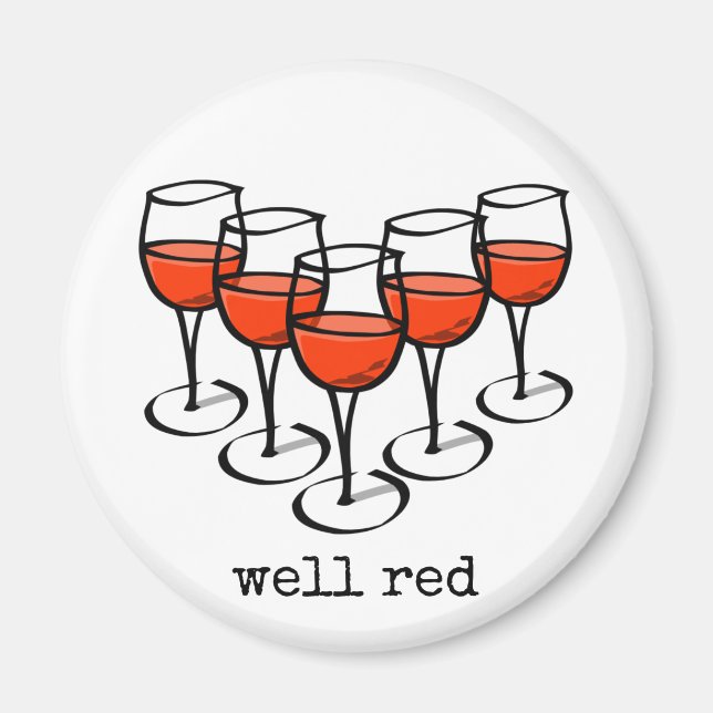 Tecknad Vin Glass well Red Winery Humor Magnet (Framsidan)