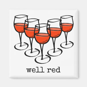 Tecknad Vin Glass well Red Winery Humor Magnet