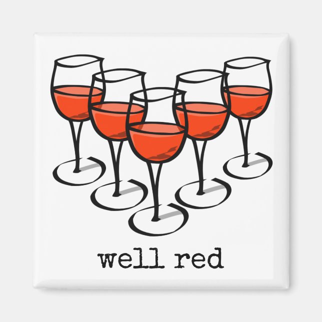 Tecknad Vin Glass well Red Winery Humor Magnet (Framsidan)