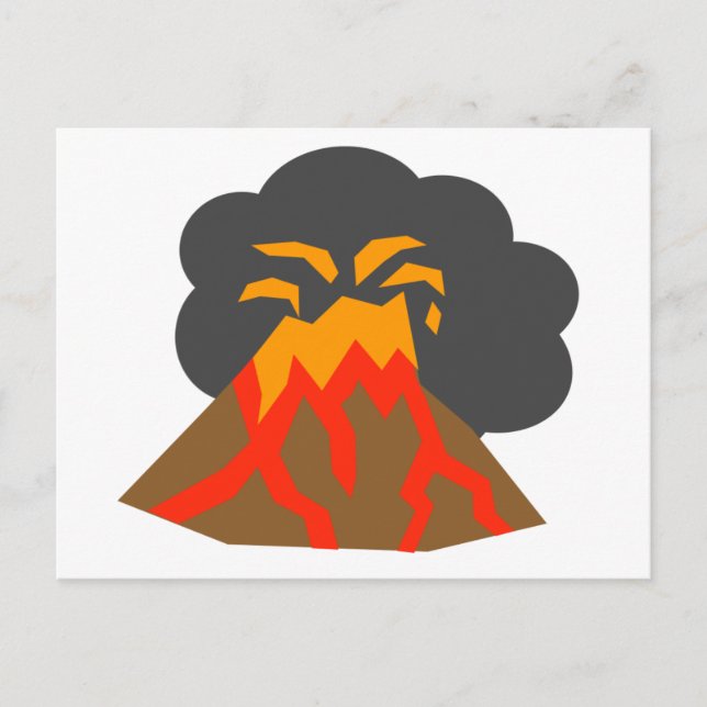 Tecknad Volcano Erupting Lava and Smoking Vykort (Framsida)