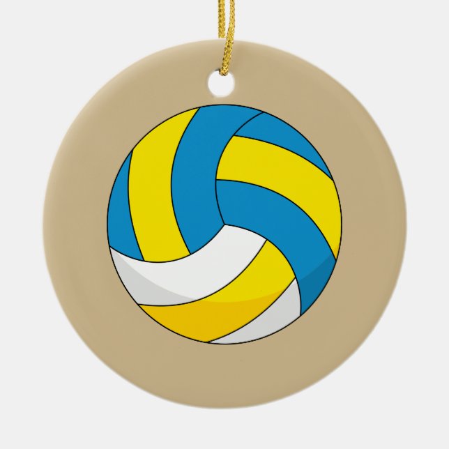 Tecknad Volleyball Boll Julgransprydnad Keramik (Framsidan)