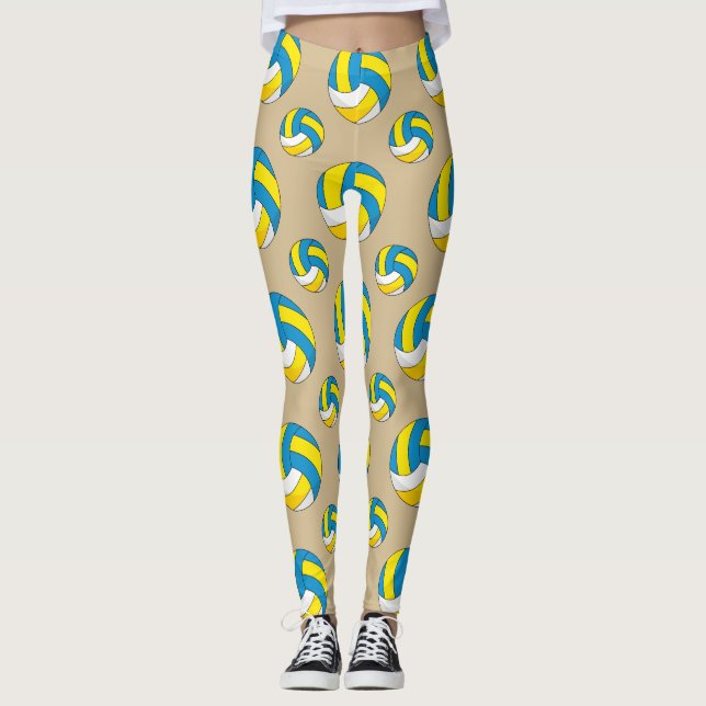 Tecknad Volleyball Boll Leggings (Framsida)