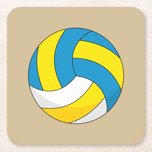 Tecknad Volleyball Boll Underlägg Papper Kvadrat (Framsidan)