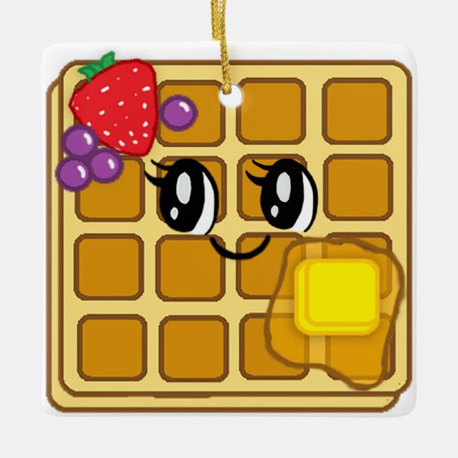 Tecknad Waffle Food jul Julgransprydnad Keramik (Framsida)