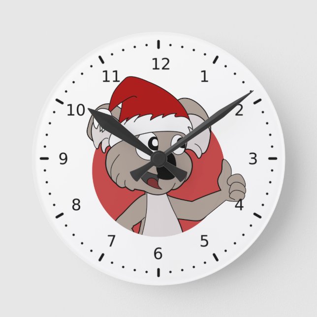 Tecknad Wall Clock, julkoala Rund Klocka (Framsida)