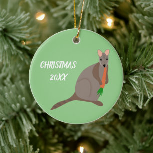 Tecknad Wallaby Anpassningsbar Foto Julgransprydnad Keramik