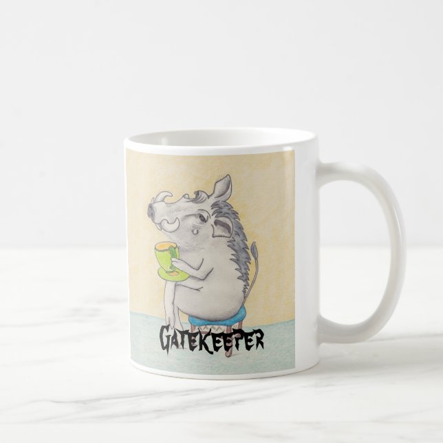Tecknad Warthog ’Gatekeeper’ Kaffemugg (Höger)
